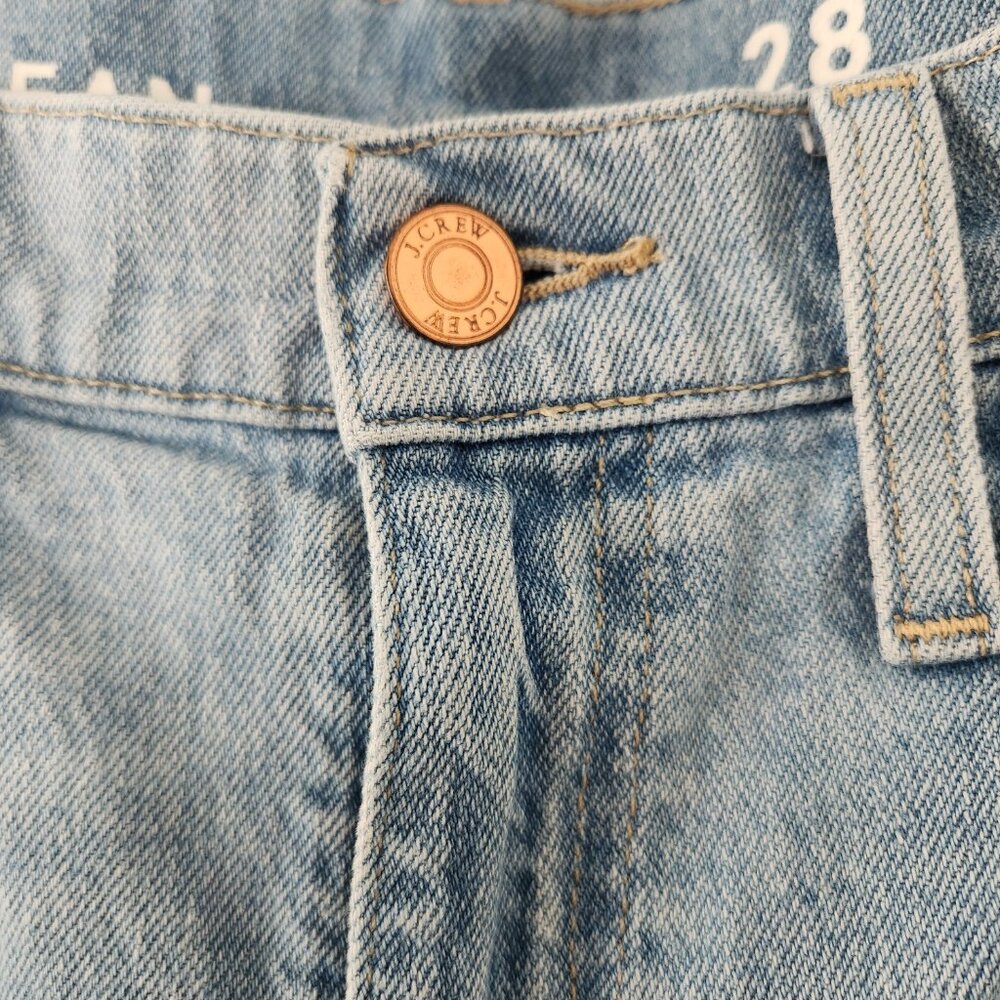 J. Crew Light Wash Raw Hem High Rise Straight Leg Slim Boyfriend Jean - Size 28 - Picture 6 of 12